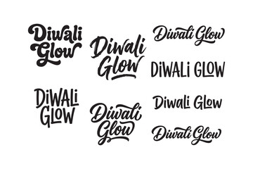 Obraz premium Diwali festival text logo designs with glow effect theme