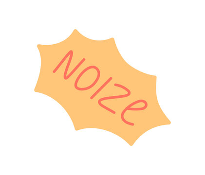 Eco noise pollution sound icon in flat style. Simple noise label as loud annoying sound and health hazard for hearing. Minimal graphic emblem on soft orange background for environment and ecology