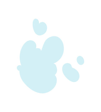 Soft blue smoke vapor icon style. Light blue smog cloud as abstract air emission symbol. Cartoon puff of gas with fluffy shape suits air pollution app sign or weather badge on white background