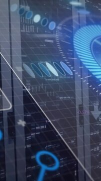 Animation of circuit baord and data processing over computer servers