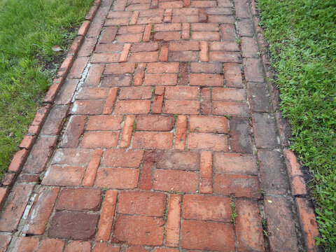 Red brick path.