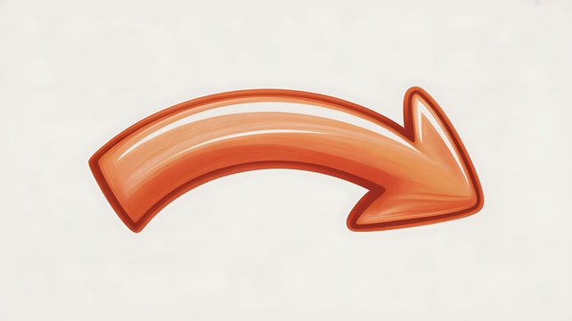 Wide arched orange crayon arrow curving from left to right. Playful hand drawn directional sketch with realistic wax finish for creative branding, school projects, and modern artistic visuals.