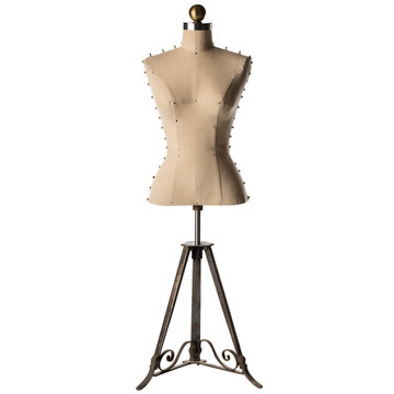 Vintage Female Tailor Dress Form Mannequin in Professional Photo Studio