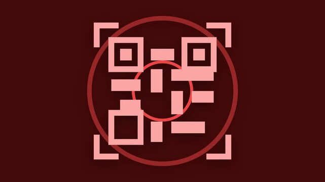 Digital qr codes scanning on dark red background