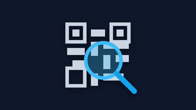 Qr codes with magnifying glass icons for digital verification