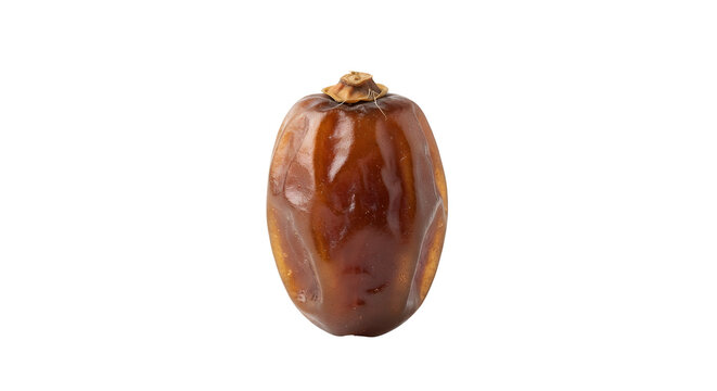 Single dried date fruit isolated on transparent background