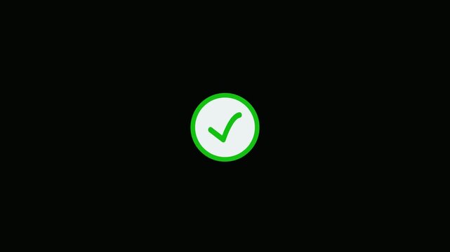 Animated green check mark icons appearing on black background for user interface design and feedback