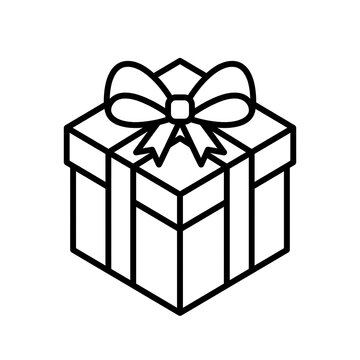 Gift box line art vector icon

Isometric outline present box with bow

Black and white linear gift box illustration