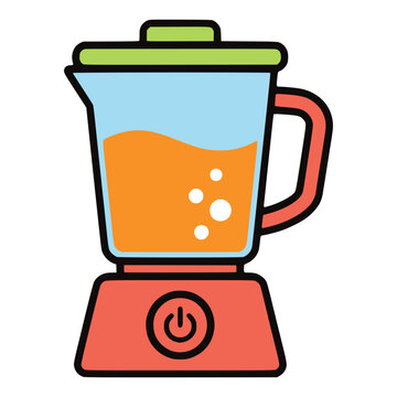 red kitchen blender making orange juice drink beverage nature flat color vector illustration template design