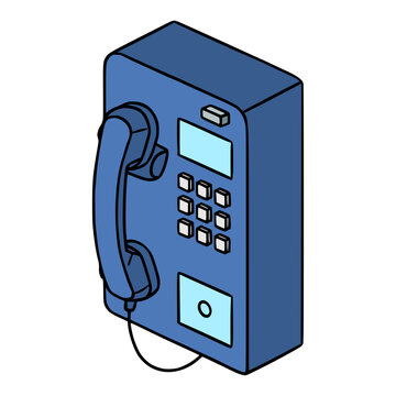 public coin telephone communication payphone utility connection flat color vector illustration template design
