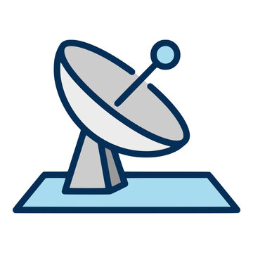 radar signal satellite antenna long distance range communication flat color vector illustration template design