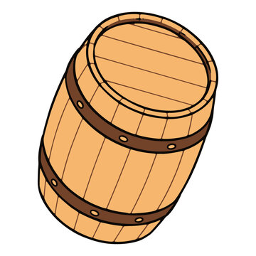 vintage wooden barrel drink beverage fermentation flat color vector illustration template design
