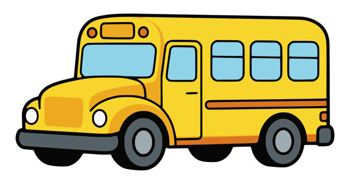 cartoon yellow school bus student education transportation flat color vector illustration template design