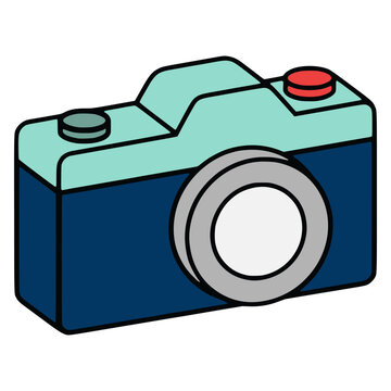 digital professional camera photography image picture shoot device flat color vector illustration template design