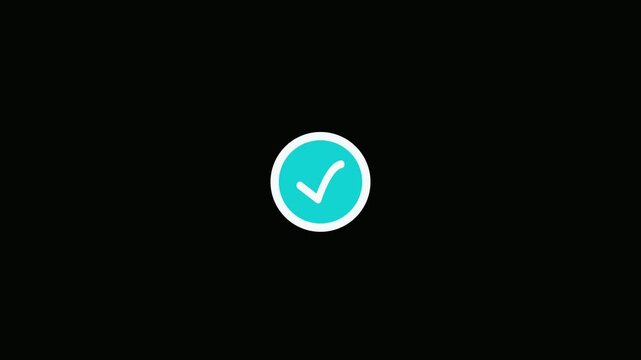 Animated turquoise check mark icons appearing in a row on a clean black background