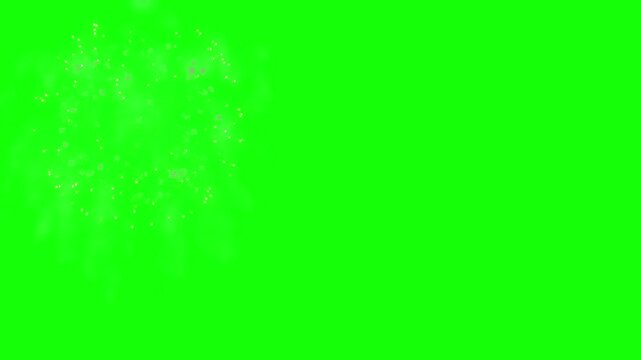 White smoke explosion dispersing across a bright green screen background.