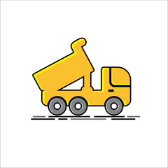 Yellow heavy mining dumper truck vector icon, quarry construction machinery isolated illustration © Rizky