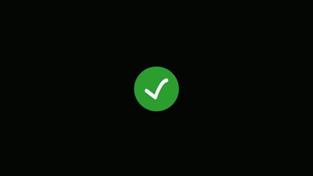 Animated green check mark icons appearing on black background for user interface design and feedback