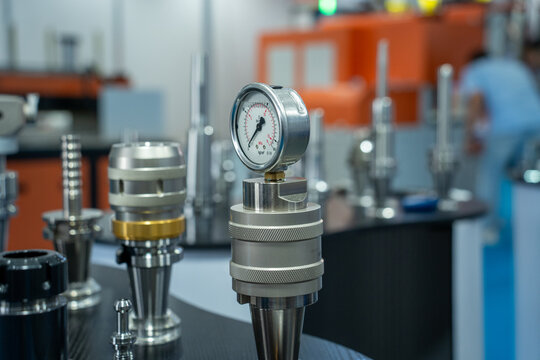 Metal Precision Measurement Tools With Pressure Gauge In Workshop