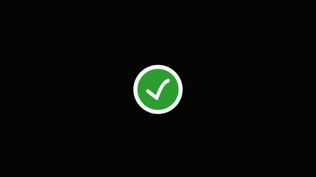 Animated green check mark icons appearing on black background for user interface design and feedback