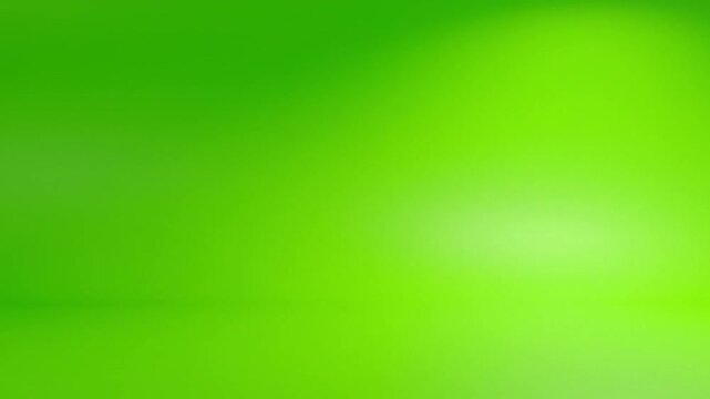 Bright green screen studio backdrop with empty floor and wall.