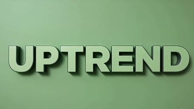 Three dimensional word uptrend written in bold letters on a green background.