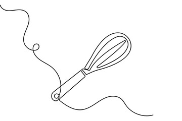 Obraz premium Balloon whisk continuous one line drawing minimalist outline vector illustration