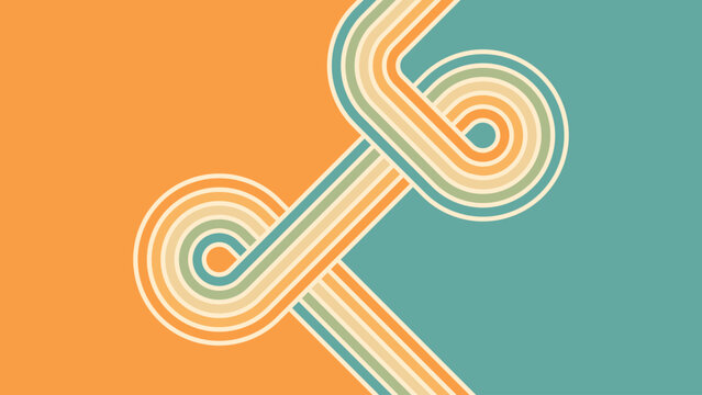 Abstract background of rainbow groovy Wavy Line design in 1970s Hippie Retro style. Vector pattern ready to use for cloth, textile, wrap and other.