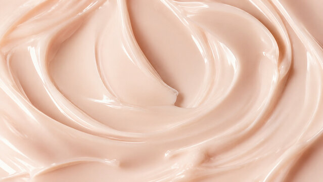 Soft blush nude ceramide cream texture with glossy cosmetic swirls, silky smooth moisturizer surface, feminine skincare beauty background for premium advertising and close-up design