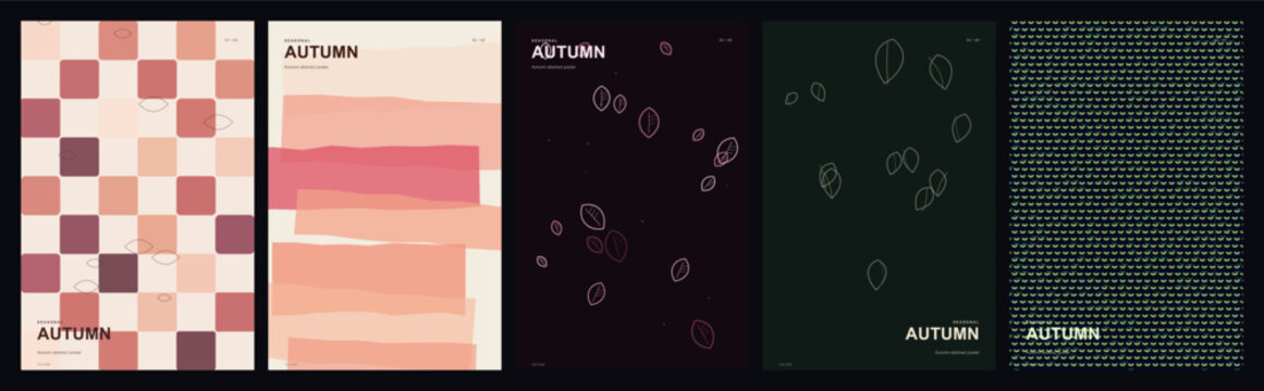 Abstract poster templates set with checkerboard patterns, soft gradients and organic shapes
