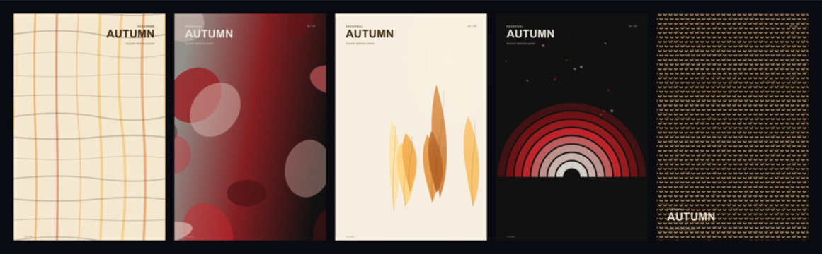 Abstract poster templates set with geometric grids, organic shapes and gradient arch designs