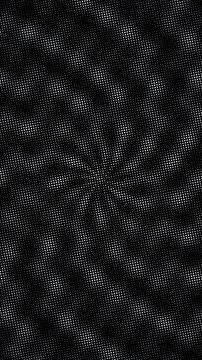 Seamless Looping Animation of a Rotating Monochrome Halftone Dot Pattern Spiral