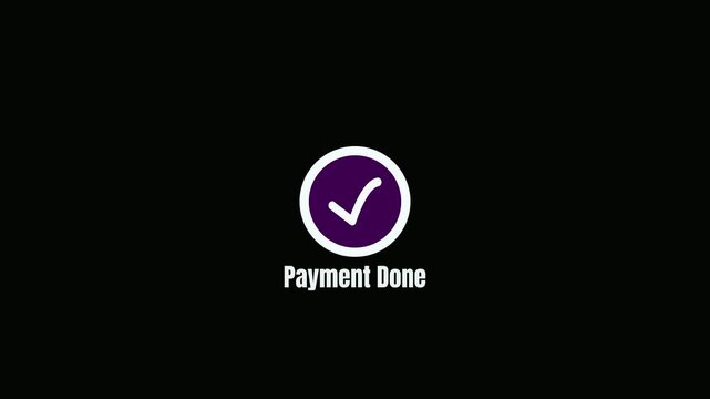 Animated Payment Done Checkmark Icon Set Isolated on Black Background for E-commerce and Finance Apps