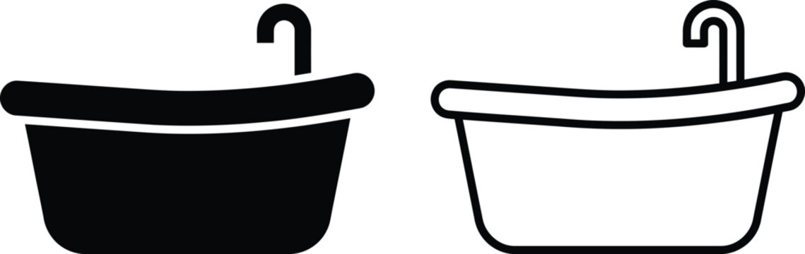 Bathtub icon vector illustration featuring a deep soaking tub with a curved water faucet bath tub bathroom fixture bathroom