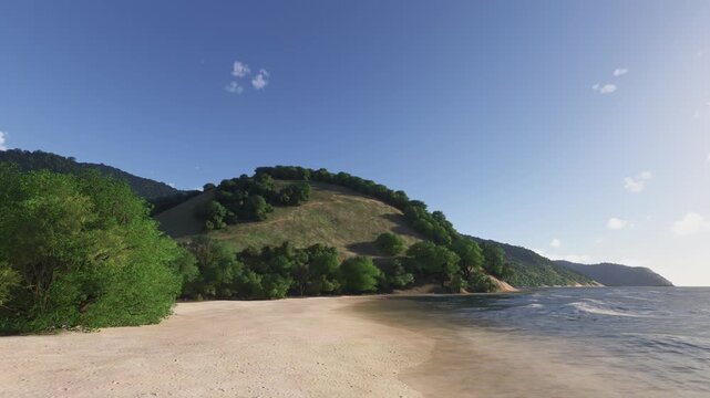 Drone aerial shot of Playa Juan Andres Beach in Aragua. Venezuela