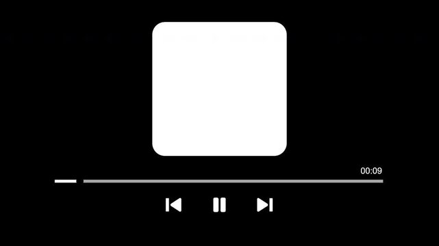 Media Player. Minimal media player progress bar overlay with playback control, timeline and time display, UI UX design and digital content 4k with alpha channel and transparent background 