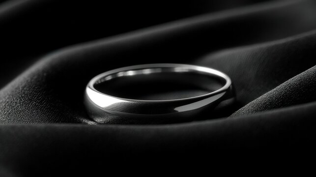 adornment. A pure silver ring displayed on black velvet with soft lighting. lifestyle magazines, social media lookbooks, designed for influencer and brand collaborations.