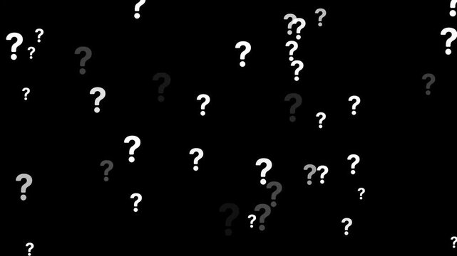 Question marks animation pop up on transparent background, Flying question marks animation pop up on transparent background, animation of a lot of white question mark moving on green screen