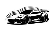Fototapeta premium Futuristic sports car vector illustration with aerodynamic speed lines and racing silhouette.