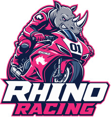 Obraz premium Rhino Racing: Rhino Racing Sportbike Track Competition Logo