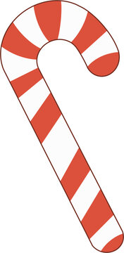 Christmas Candy Cane Flat Vector Illustration