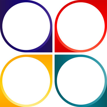 Four Color Circular Outline Shapes PNG Isolated on Transparent Background