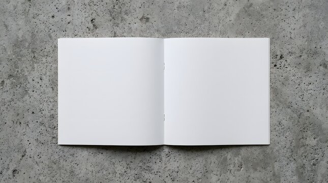 Mockup open square notebook diary book catalog brochure layout template flat lay concrete