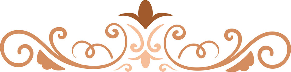 Transparent brown and tan fleur de lis swirl divider for baroque fabric trim and elegant invitation border design © BiniClicks(Non-Exc)