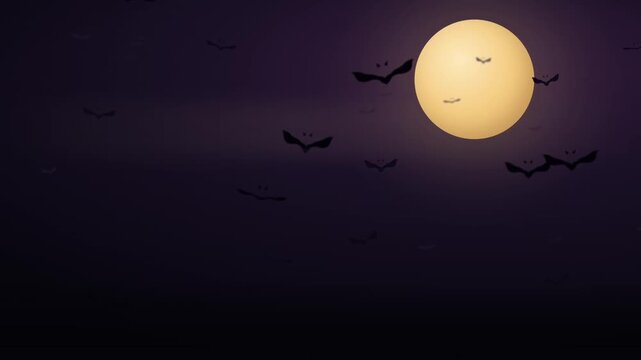 halloween background with moon and bats