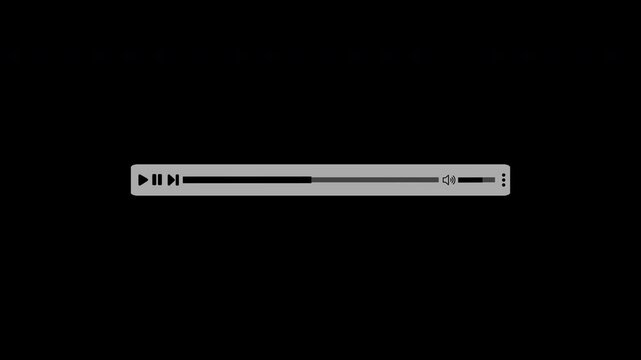 Media Player. Minimal media player progress bar overlay with playback control, timeline and time display, UI UX design and digital content 4k with alpha channel and transparent background 