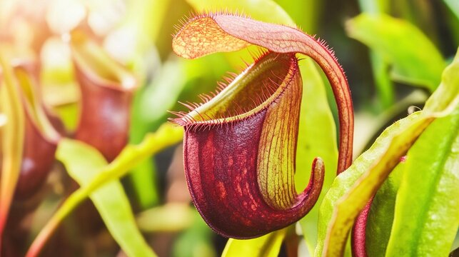 venus. A carnivorous plant closes its leaves around an insect in a detailed macro view. gardening catalogs, home-decor guides, designed for gardening and botanical catalogs.