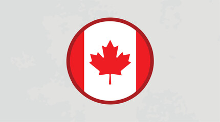 Fototapeta premium Canadian Flag Circular Badge Button TemplateGlossy Round Canada Flag Emblem VectorOfficial Canada Flag Round Button Icon