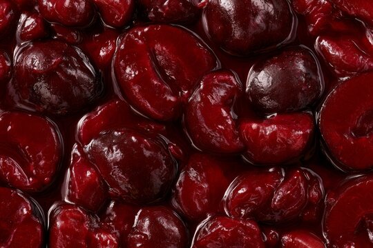 Cherries sit in a bowl with a deep red color and a shiny surface in a kitchen setting during the afternoon