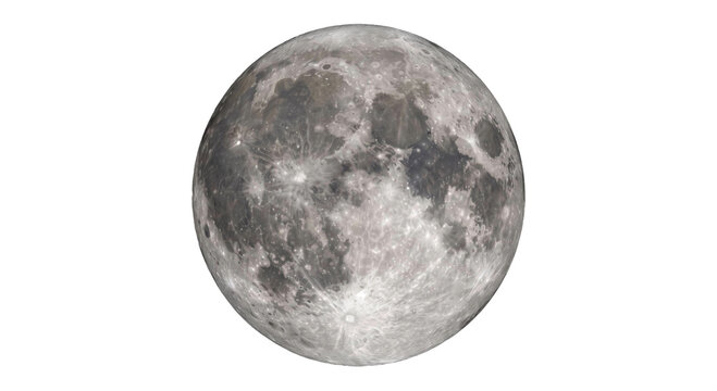 Detailed view of the full moon showing craters and lunar surface textures